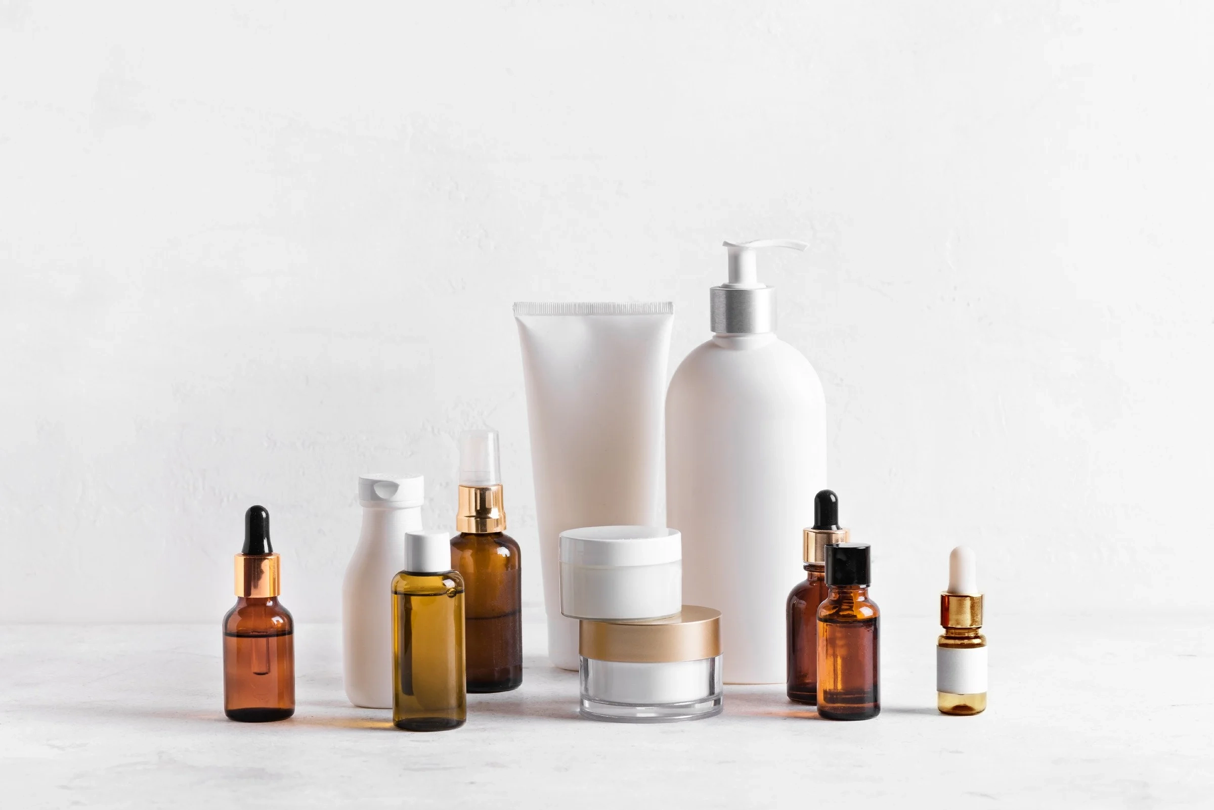 Skincare products arrangement